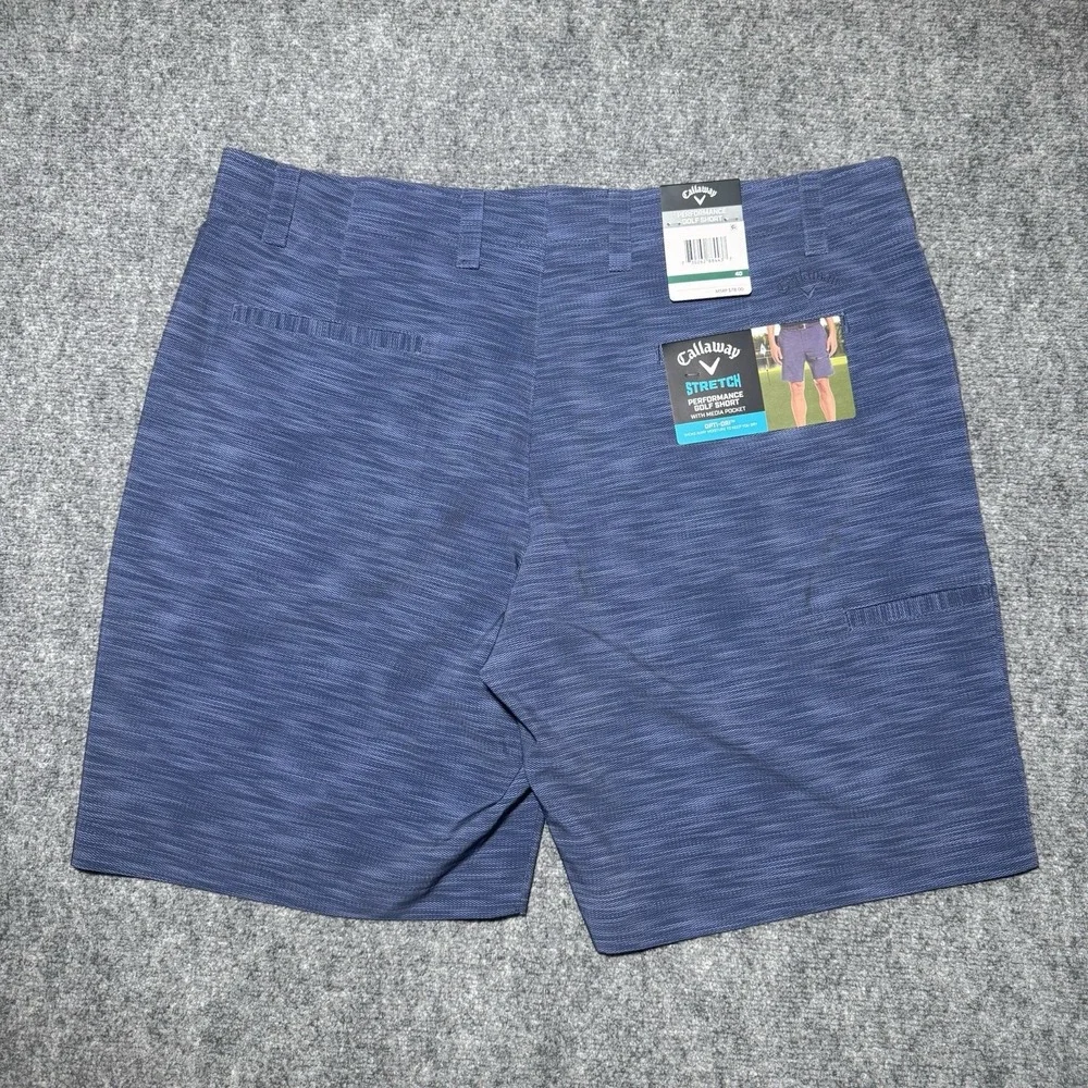 Callaway Opti-Dri Performance Golf Shorts W/Media Pocket Men 40 Peacoat Blue NWT